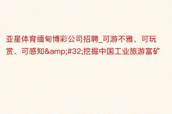 亚星体育缅甸博彩公司招聘_可游不雅、可玩赏、可感知&#32;挖掘中国工业旅游富矿