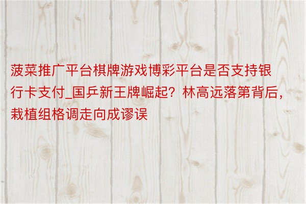 菠菜推广平台棋牌游戏博彩平台是否支持银行卡支付_国乒新王牌崛起？林高远落第背后，栽植组格调走向成谬误