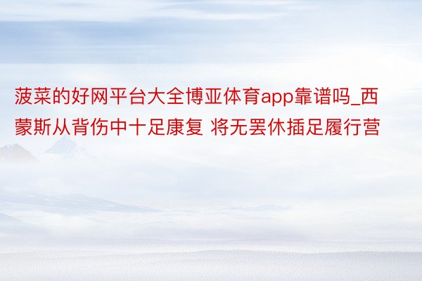 菠菜的好网平台大全博亚体育app靠谱吗_西蒙斯从背伤中十足康复 将无罢休插足履行营