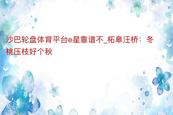 沙巴轮盘体育平台e星靠谱不_柘皋汪桥：冬桃压枝好个秋