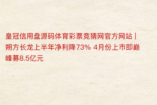 皇冠信用盘源码体育彩票竞猜网官方网站 | 朔方长龙上半年净利降73% 4月份上市即巅峰募8.5亿元